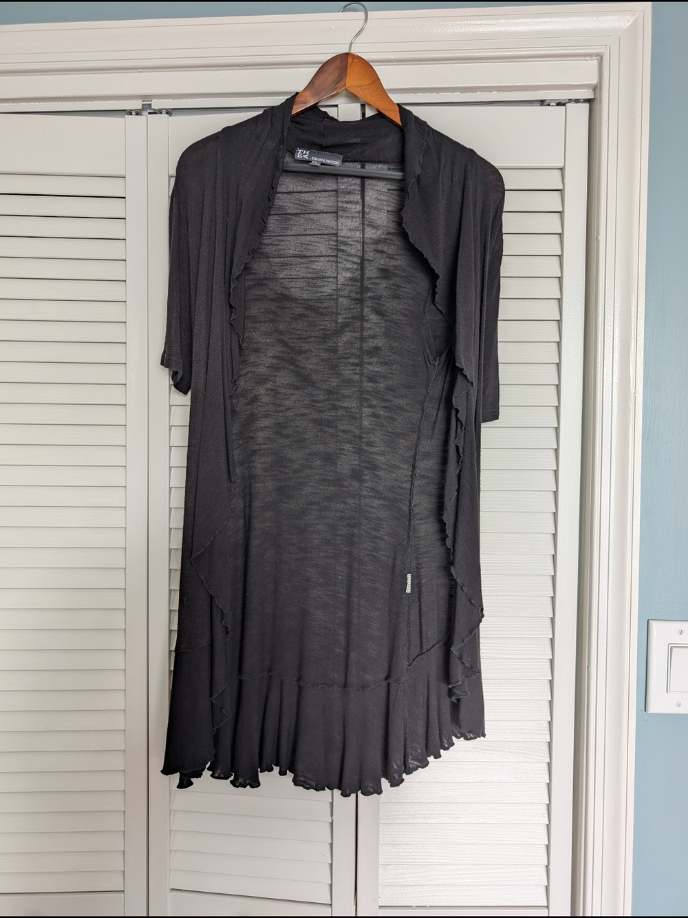 Chelsea & Theodore Black Sheer Open Cardigan